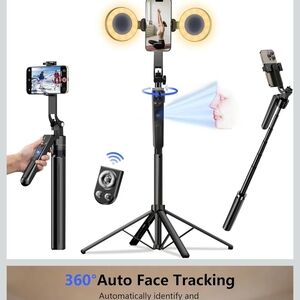 Smartphone Gimbal Stabilizer with Auto Face Tracking - Black